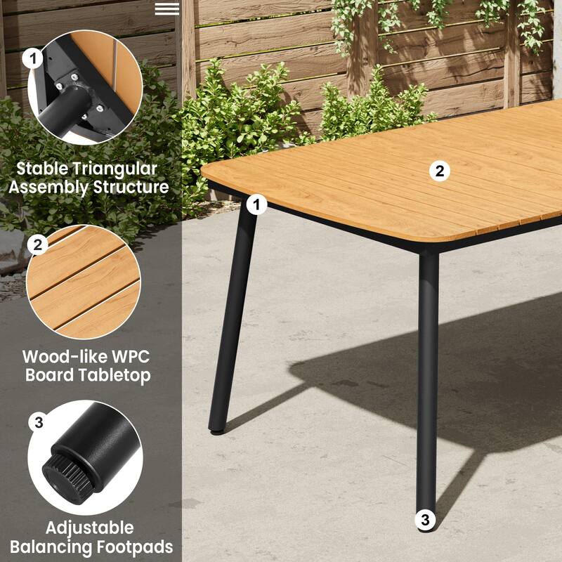 7/9-Piece Outdoor Dining Set Patio Aluminum Dining Table with Umbrella Hole and Rattan Chairs