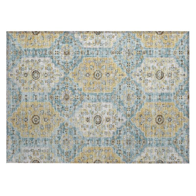 Machine Washable Indoor/ Outdoor Traditional Kiowa Chantille Rug