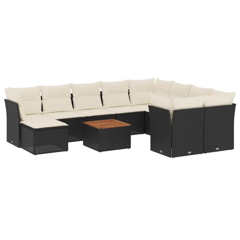vidaXL Patio Sofa Set with Cushions Outdoor Furniture 11 Piece Poly Rattan - 24.4 x 24.4 x 27.2