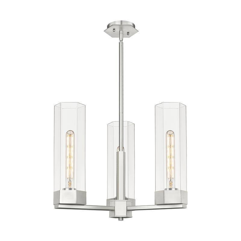 Innovations Lighting Claverack - 3 Light 14" Stem Hung Pendant - Clear/Satin Nickel