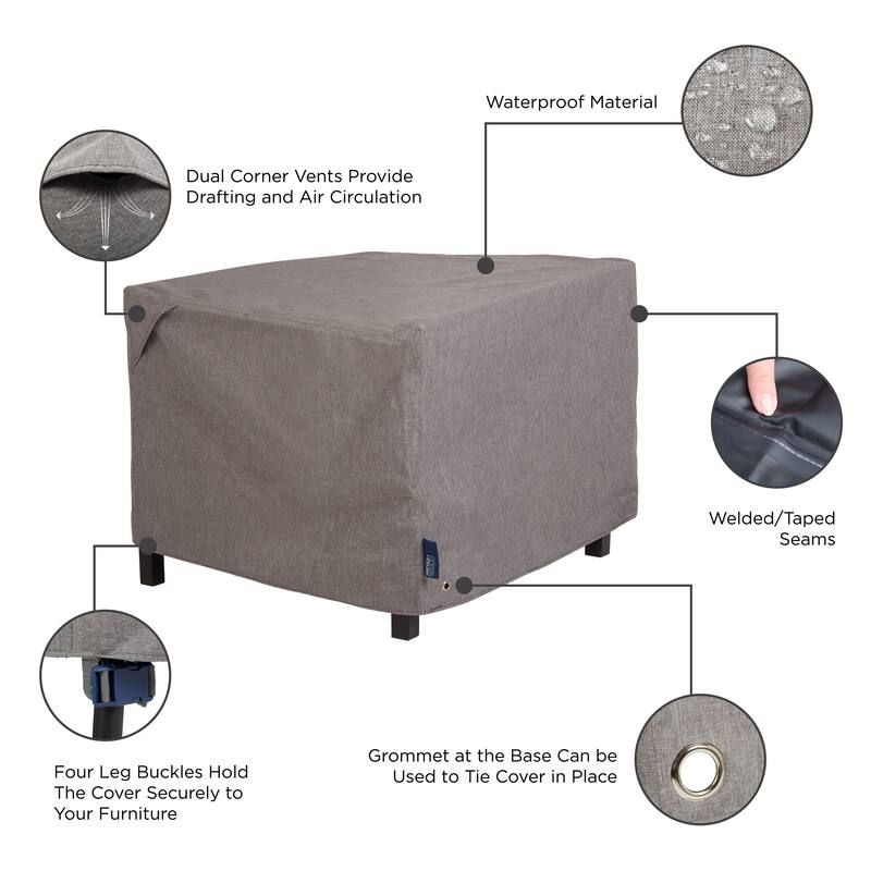 Modern Leisure Garrison Waterproof Patio Firepit Table Cover (42 W x 42 D x 22 H) Heather Gray, Model