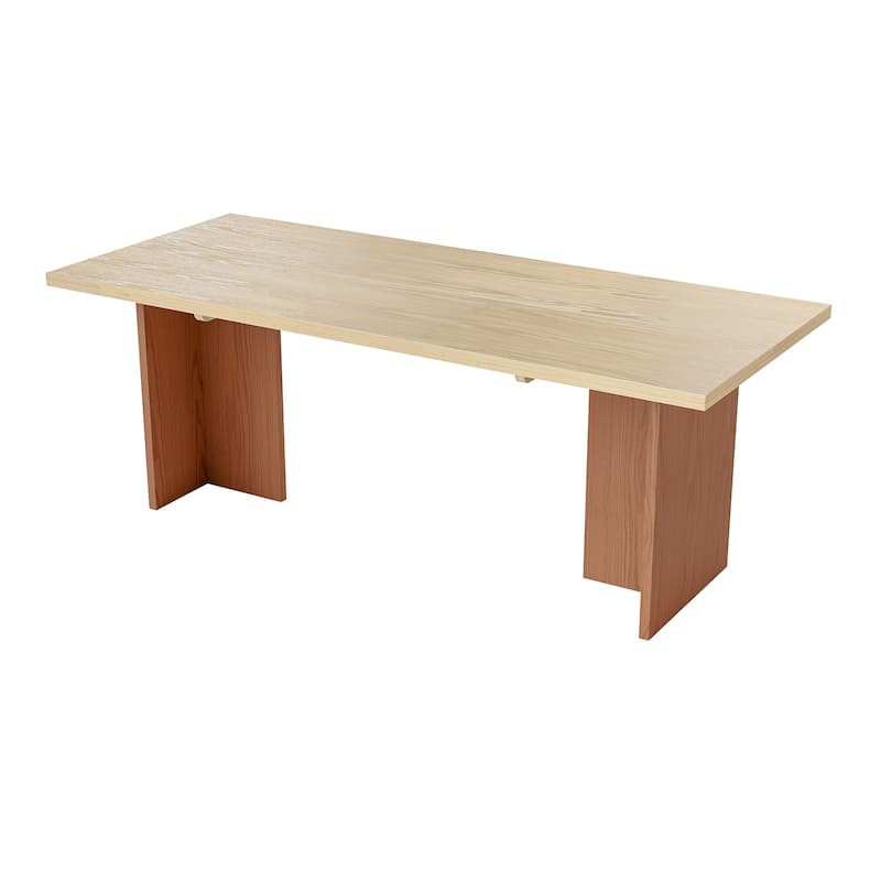 Solid Wood Dining Table 84 Inch, Modern Farmhouse Kitchen Table for 6-8 People, Natural Wood Rectangular Table - 84"