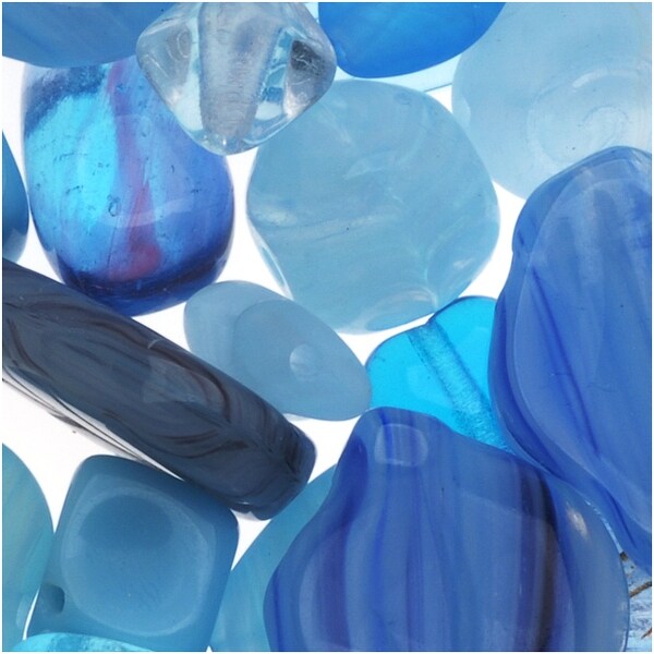 Czech Glass Bead Mix Lot Assorted Shapes Aqua Capri Blue (2 oz.). Opens flyout.