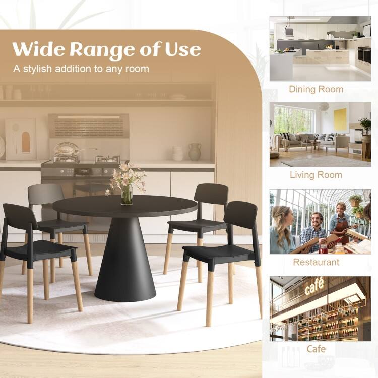 Set of 4 Sleek and Comfortable Dining Chairs with Ergonomic Design and Solid Beech Wood Legs - 19.5"L x 17"W x 30"H