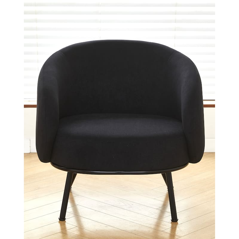 Mid Century Barrel Back Indoor Accent Chair - Black