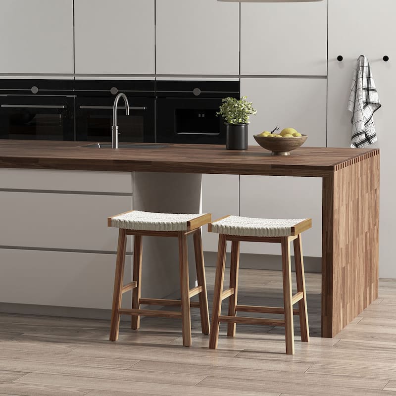 Gymax Set of 4 Saddle Bar Stools 25.5'' Counter Height Dining Stools