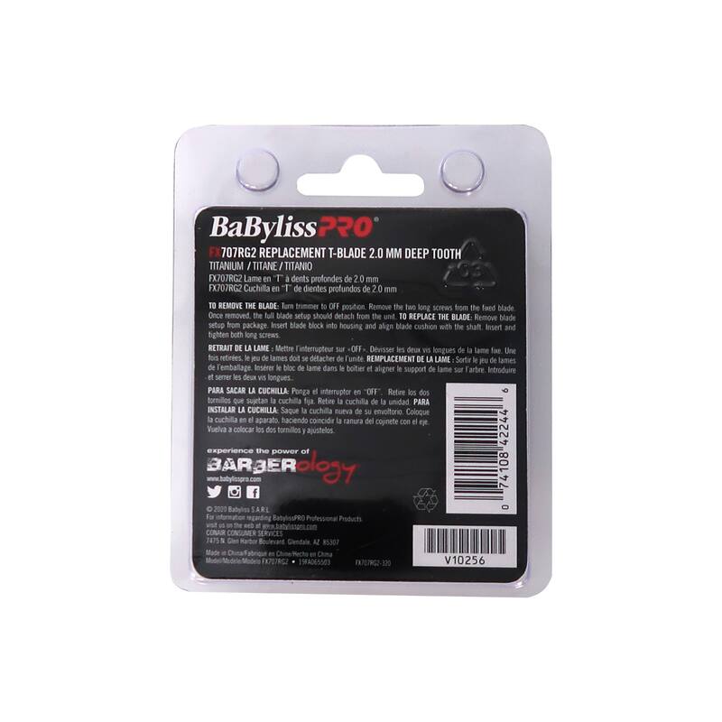 Babyliss Pro Rose Gold FX707RG2 Replacement Deep Tooth T-Blade 2.0MM + Fade Brush + 9" Comb