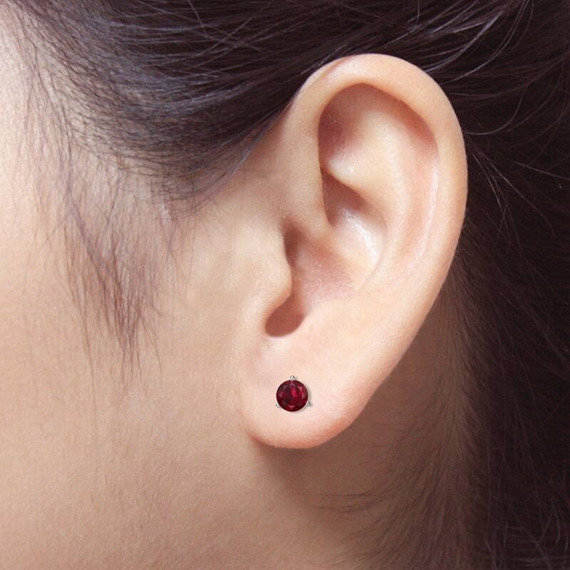 Auriya 14k Gold 1 1/4ctw Solitaire Ruby Gemstone Stud Earrings Martini-set