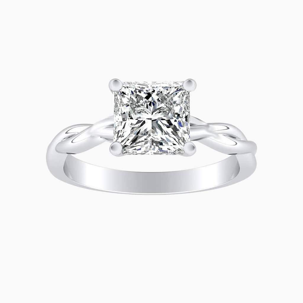 Auriya 14K Gold Lab Grown Diamond Princess Cut Twisted Solitaire Engagement Ring 1.00 - 5.00ct. tw. (E-F, VS)