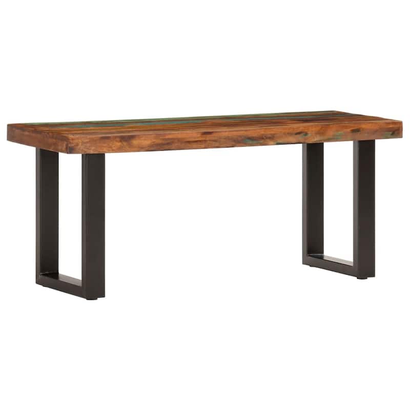 vidaXL Bench Steel Wooden Outdoor Bench 43.3"/63" Solid Mango/Reclaimed Wood