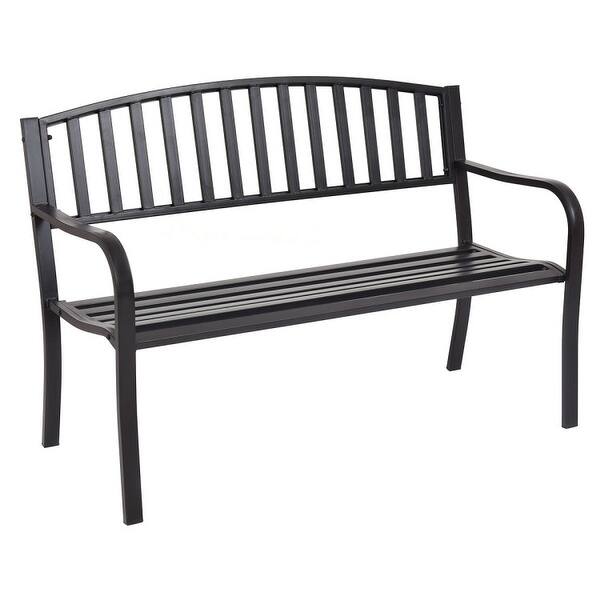 slide 14 of 13, 50" Patio Garden Bench Park Yard Outdoor Furniture - 50.0" x 23.6" x 34.2"(L x W x H) Black