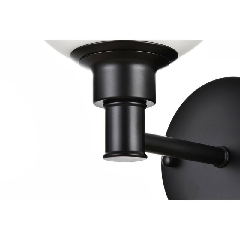 Corda 1 Light Black and Frosted White Bath Sconce