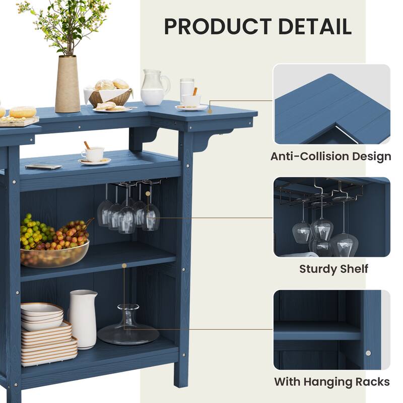 HDPE Indoor/Outdoor Bar Table with Storage Shelves