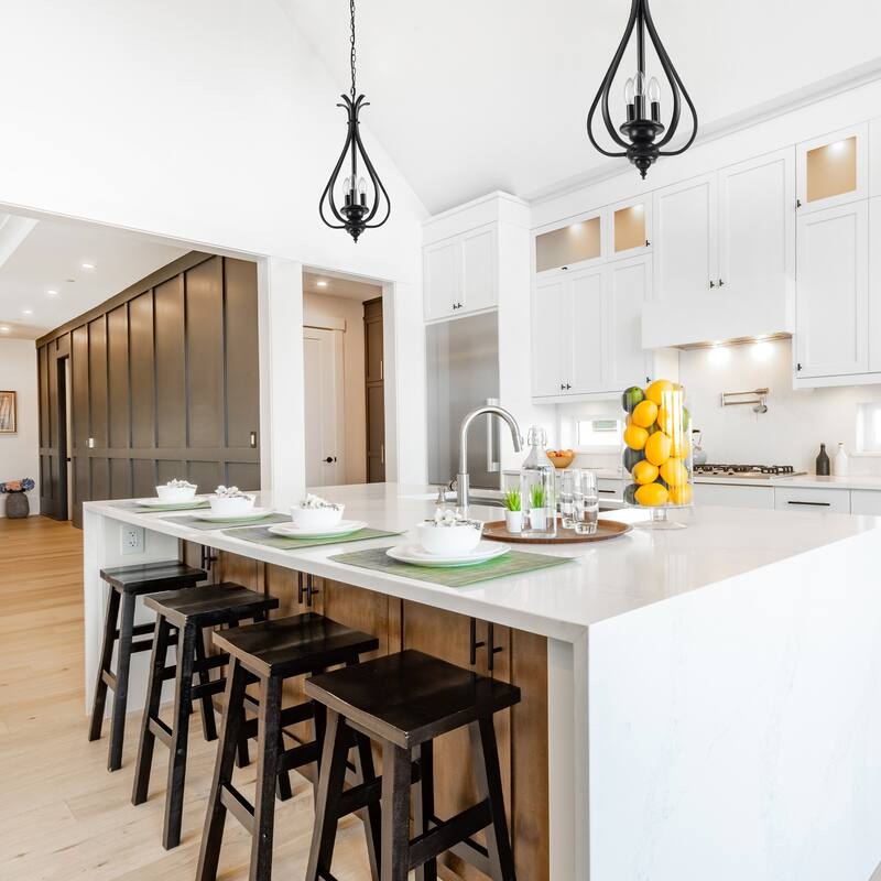 3-Light Dimmable Geometric Teardrop Pendant Chandelier