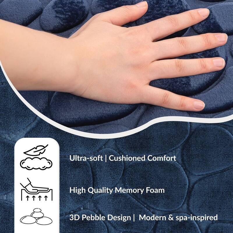 Memory Foam Runner Bath Mat Pebble Design 48x18