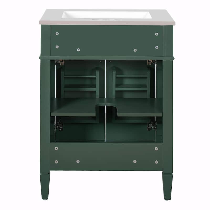 24" Bathroom Vanity with 2 Doors and Tip-Out Drawer - Bathroom Storage Cabinet with Sink