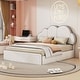 preview thumbnail 2 of 24, Upholstered Platform Bed Queen Size Bed Frame with Cloud-shaped Headboard and Footboard, No Box Spring Needed Velvet Fabric聽