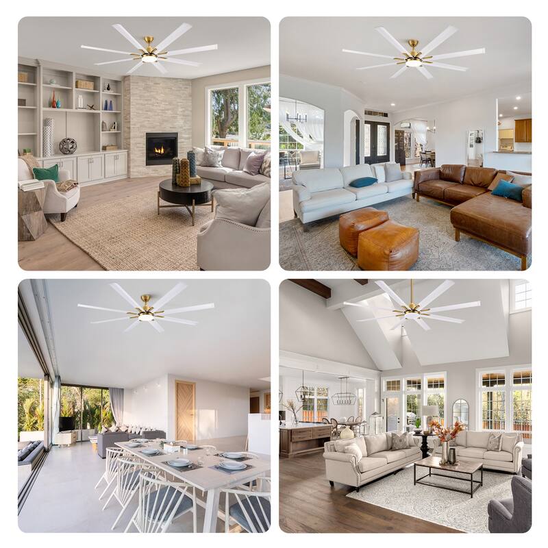 CO-Z 72" 6 - Blade Aluminum LED Ceiling Fan with Dimmable Light and Remote for Great Room
