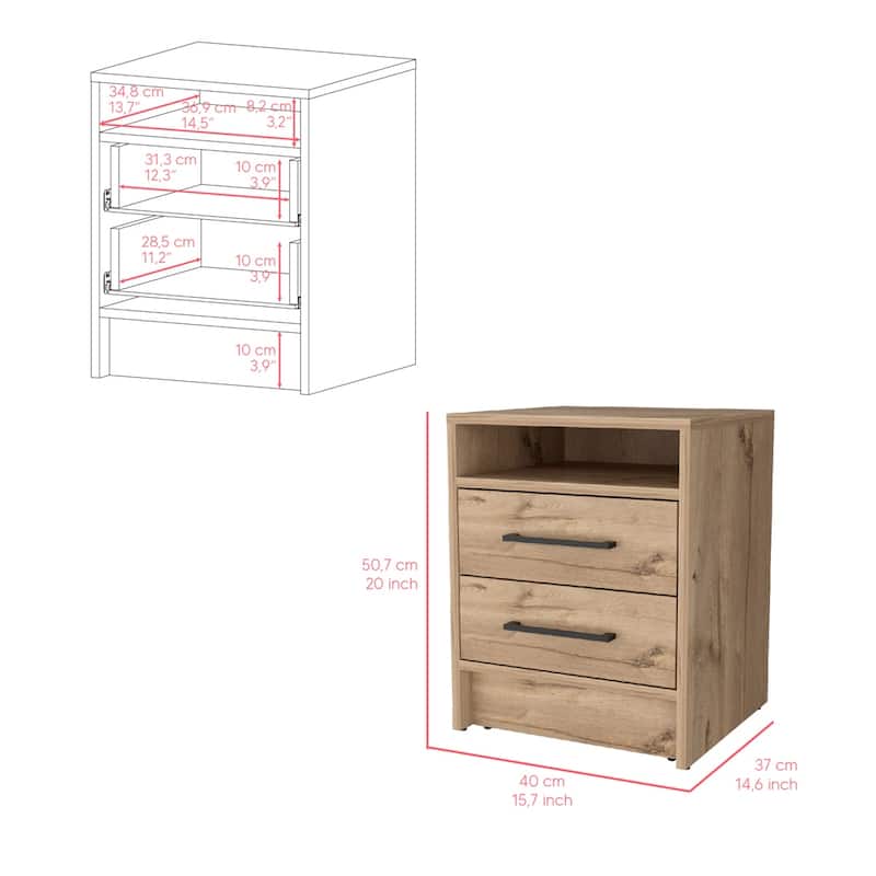 Nightstand Cartiz,Two Drawers，for Living Room,and Dining Room