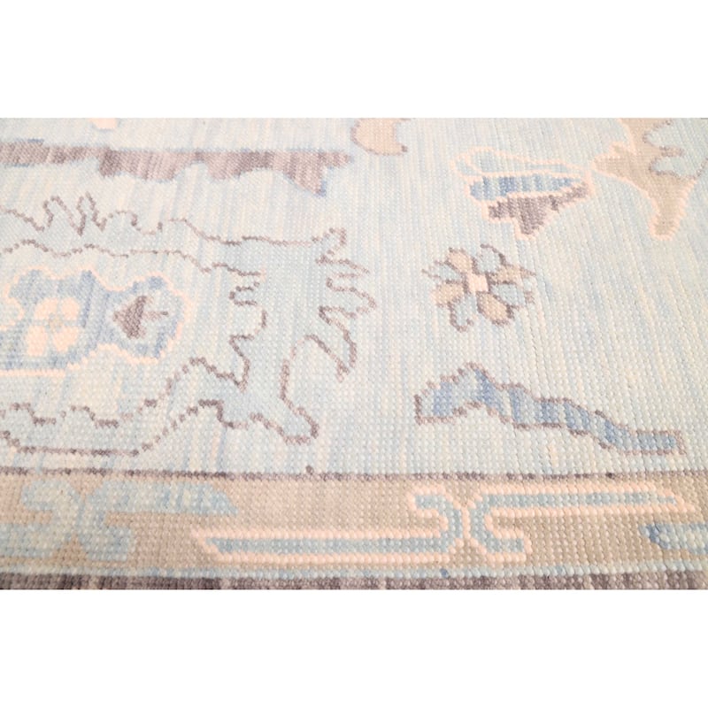 ECARPETGALLERY Hand-knotted Modern Oushak Light Blue Wool Rug - 8'0 x 9'11