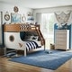 preview thumbnail 1 of 21, Furniture of America Luza 2-Piece Solid Wood Twin over Full Captain's Boat Bunk Bed and Chest Kids Bedroom Set White/Oak