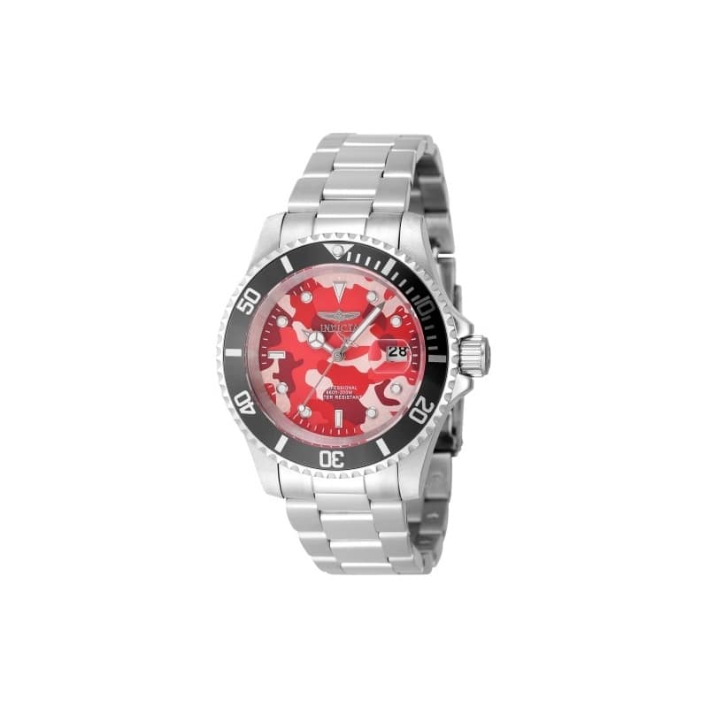 Invicta Men's 48568 Pro Diver Quartz 3 Hand Camouflage, Pink Dial Watch - Camouflage