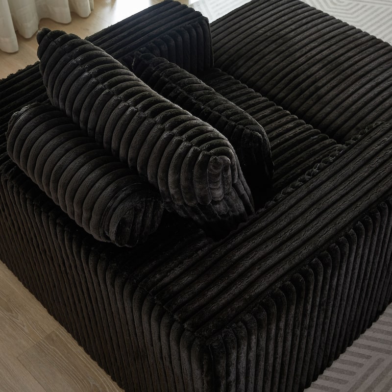 Corduroy Foam Sofa Lounge Chair with Removable Footstool