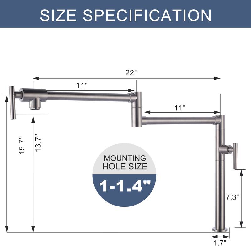 WOWOW Deck Mount Double Handle Pot Filler Faucet