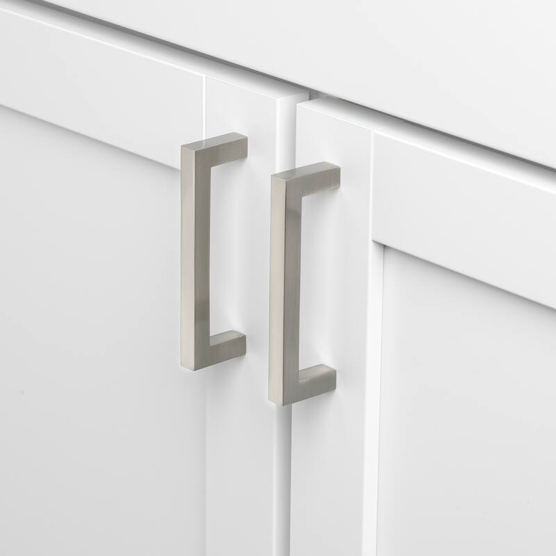 GlideRite 5-Pack 3-3/4 in. Center Satin Nickel Solid Square Bar Pulls - Satin Nickel