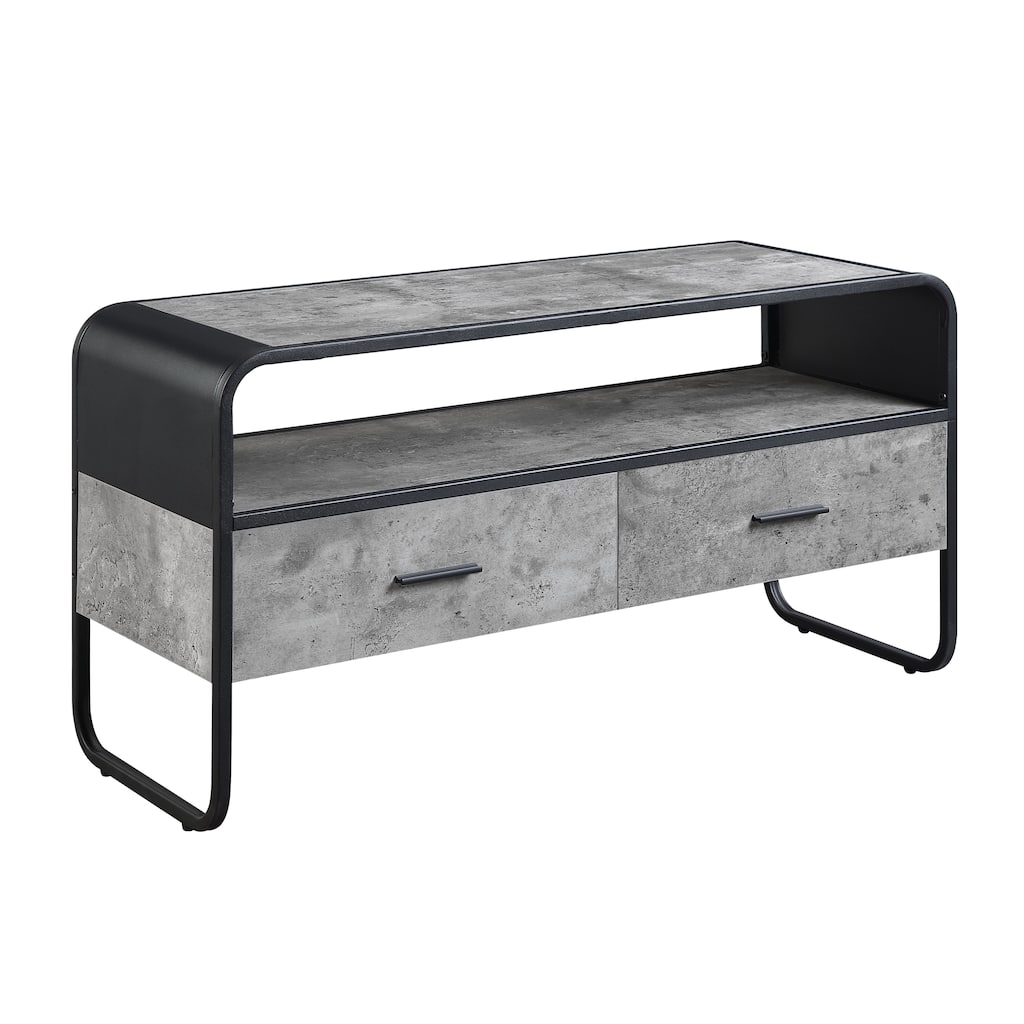 Raziela Concrete Gray & Black Finish TV Stand