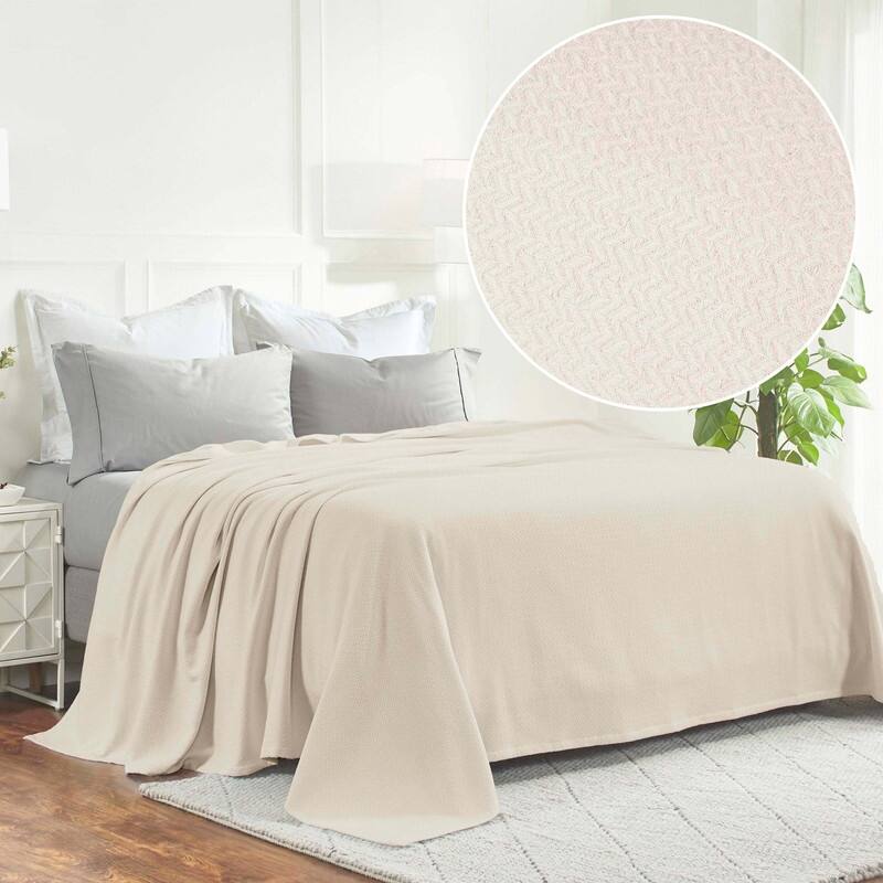 Superior Nobel Cotton Textured Chevron Lightweight Woven Blanket