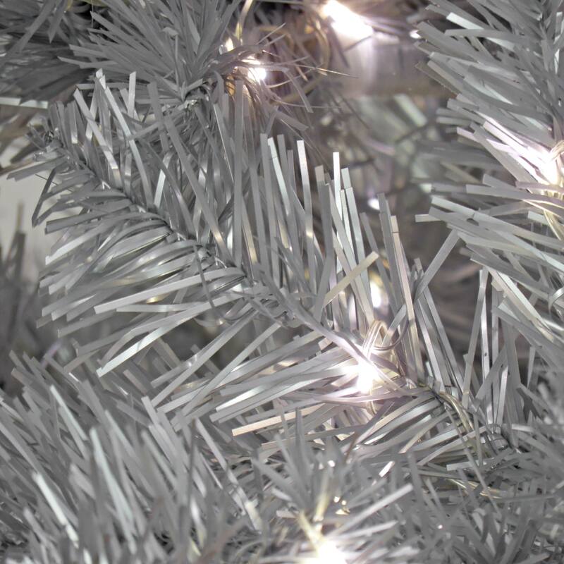 National Tree Company 7.5 ft. Pre-Lit Christmas Matte Silver Metallic Tree - 7.5 Foot