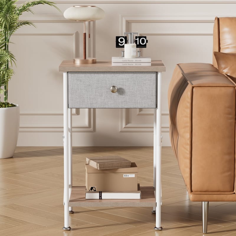 Javlergo X-Frame Nightstand with Removable Fabric Drawer 1 or 2-Pack Options Small Space Nightstand with Open Shelf for Bedroom