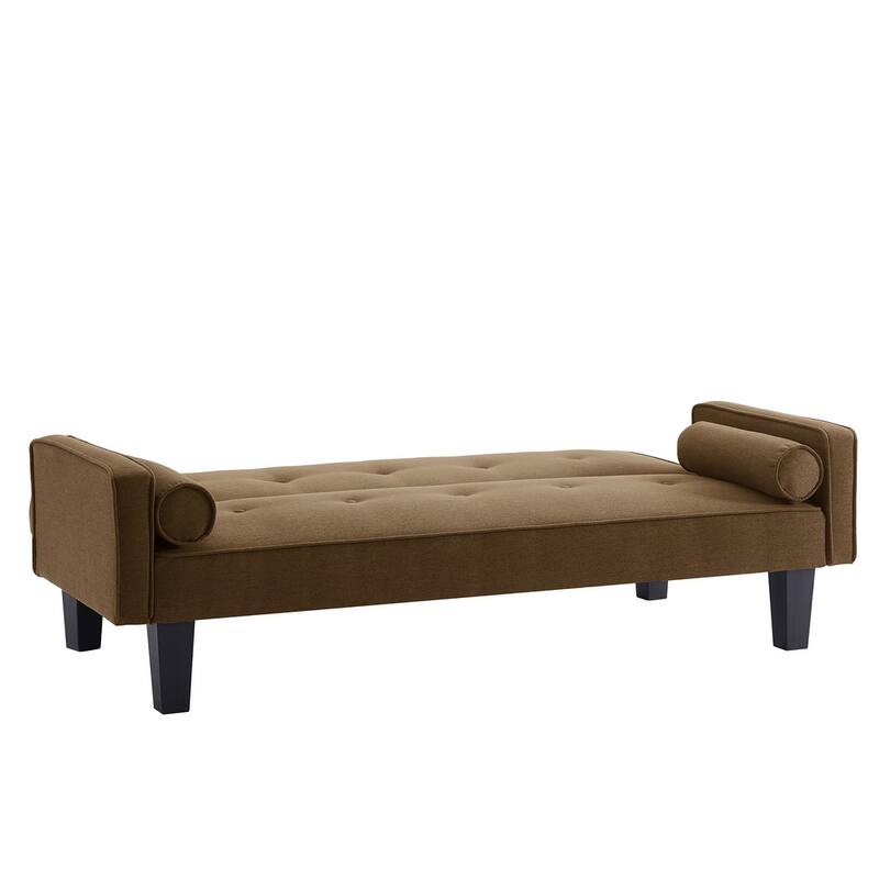 Linen Fabric Modern Convertible Sofa Bed with Removable Armrests