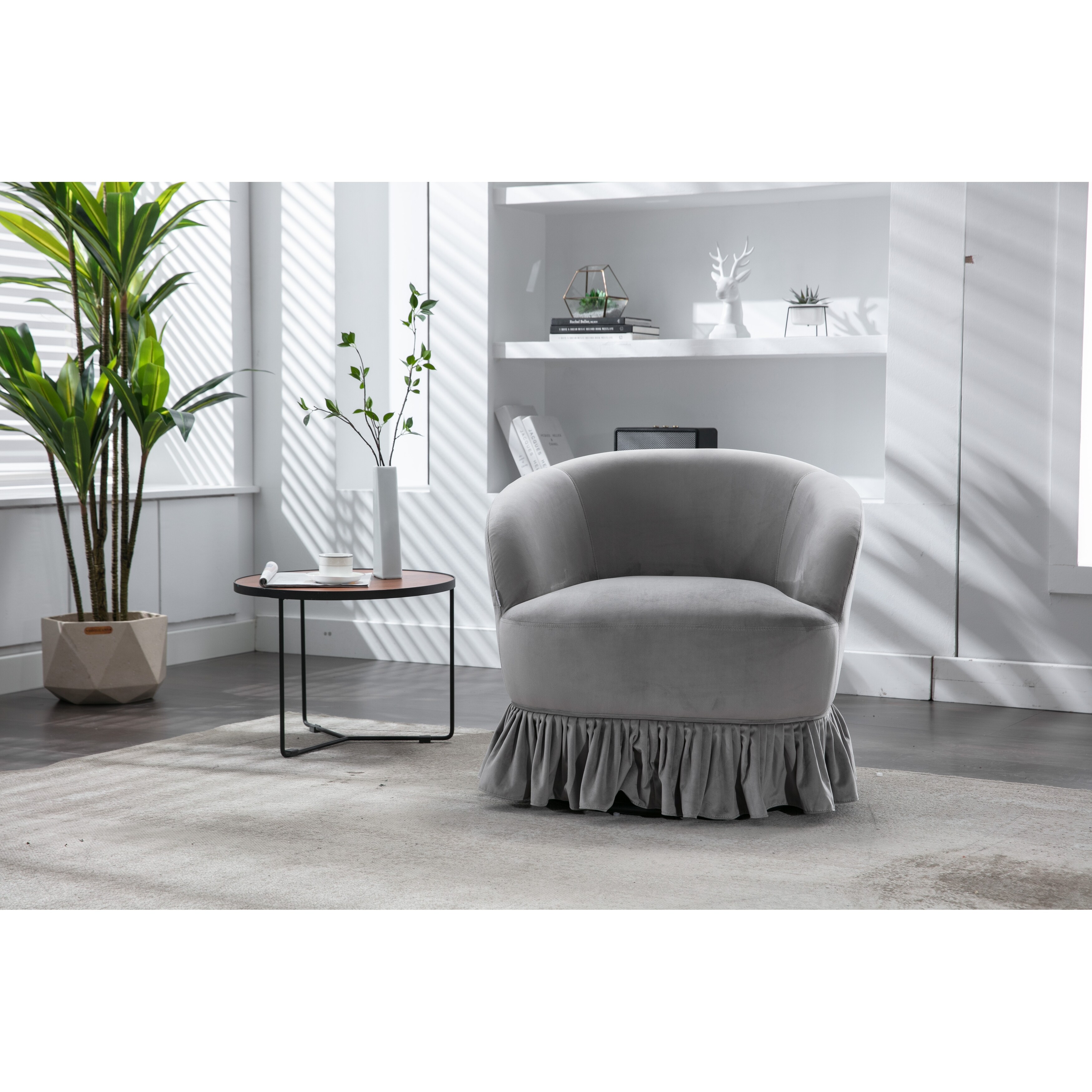 Swivel Barrel Chair Comfy Round Accent Sofa Chair for Livingroom