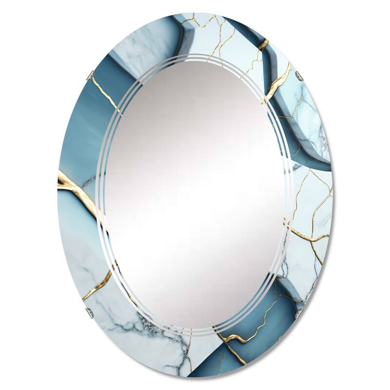 Designart 'Abstract Geode White II' Printed Abstract Marble Wall Mirror