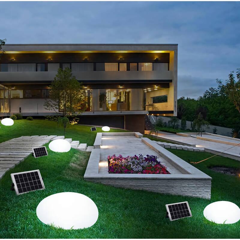 Pebble Solar LED Glow Pathway Garden Light with Remote - 12"