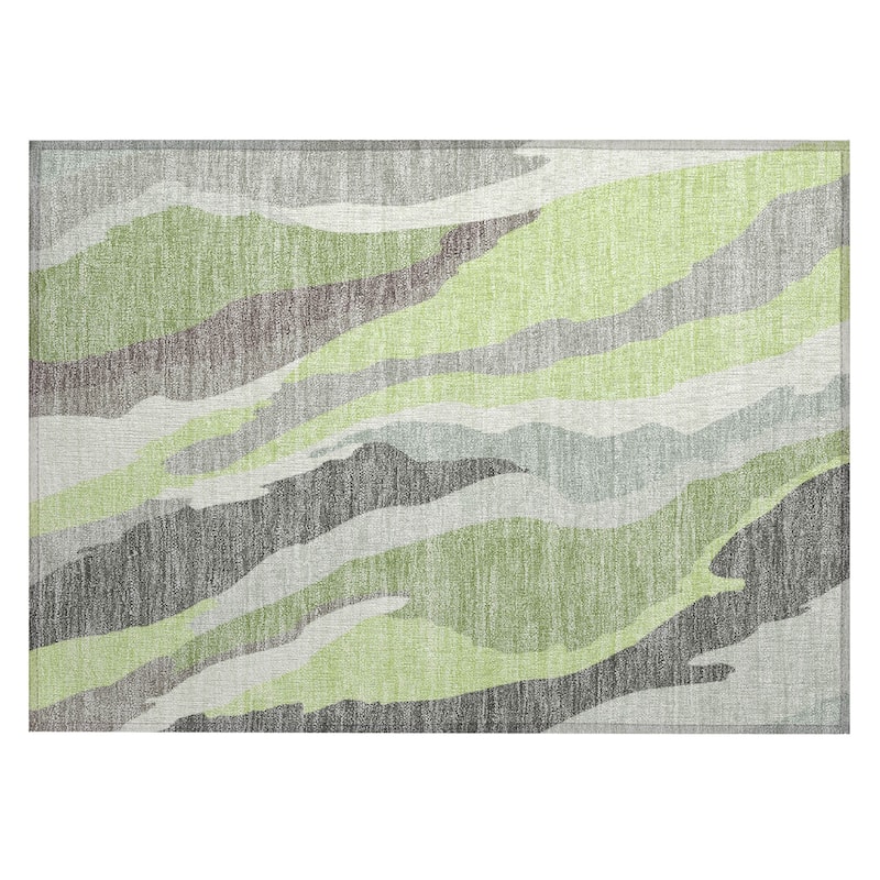 Machine Washable Indoor/ Outdoor Abstract Contemporary Chantille Rug
