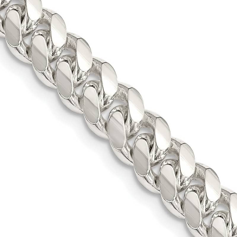 Curata 925 Sterling Silver 7.25mm Polished Domed Curb Chain Necklace for Men