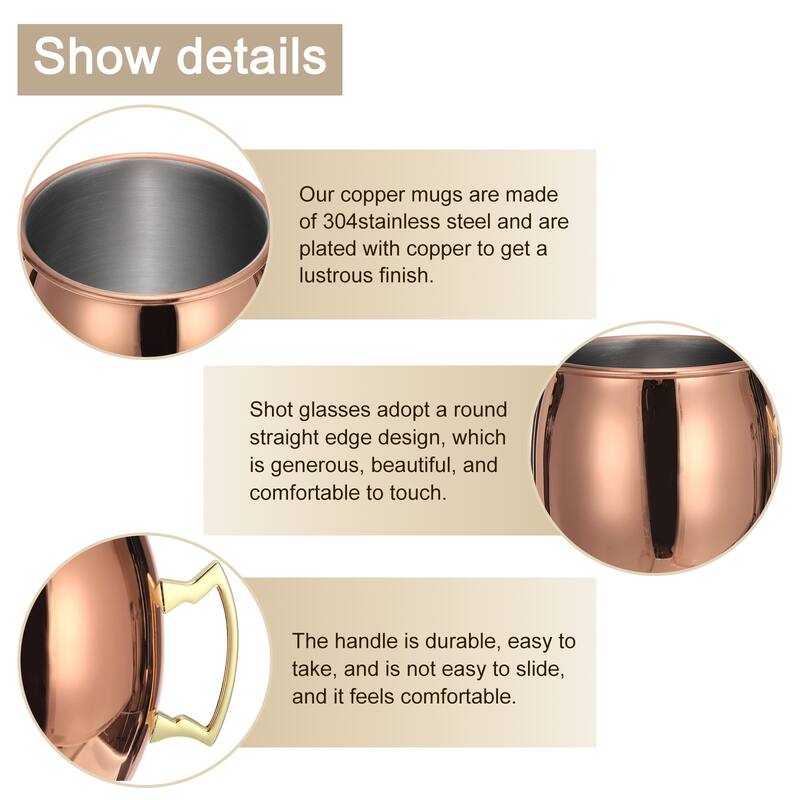 Copper Mugs 530ml/19 OZ Cocktail Mugs, 1Pcs Rose Gold - Rose Gold
