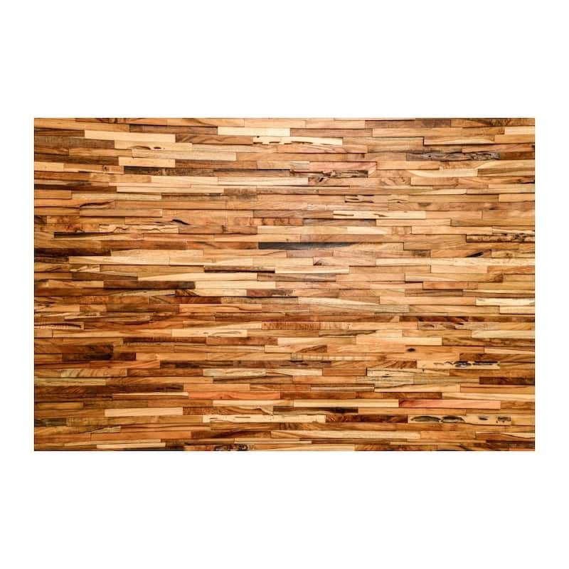 HomeRoots Brown 3D Embossed Geometric Teak Reclaimed Wood Decorative Wall Panels - 47.75' X '11.75' X '0.75