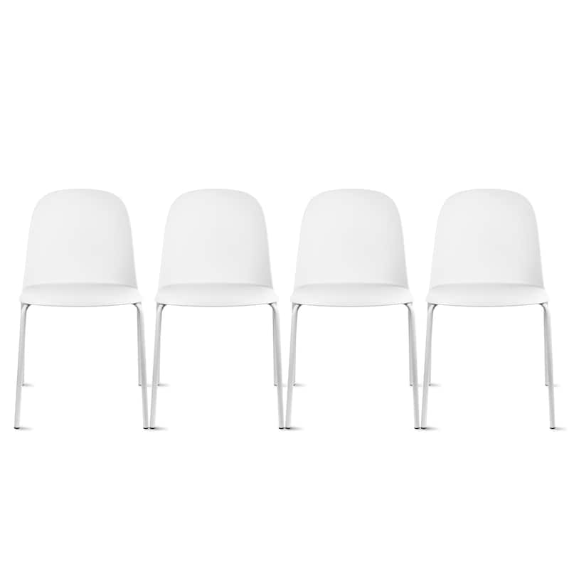 Set of 4 Modern Dining Side Chairs, Armless Molded Plastic Shell Seat with Metal Legs, Stackable Contemporary Chairs