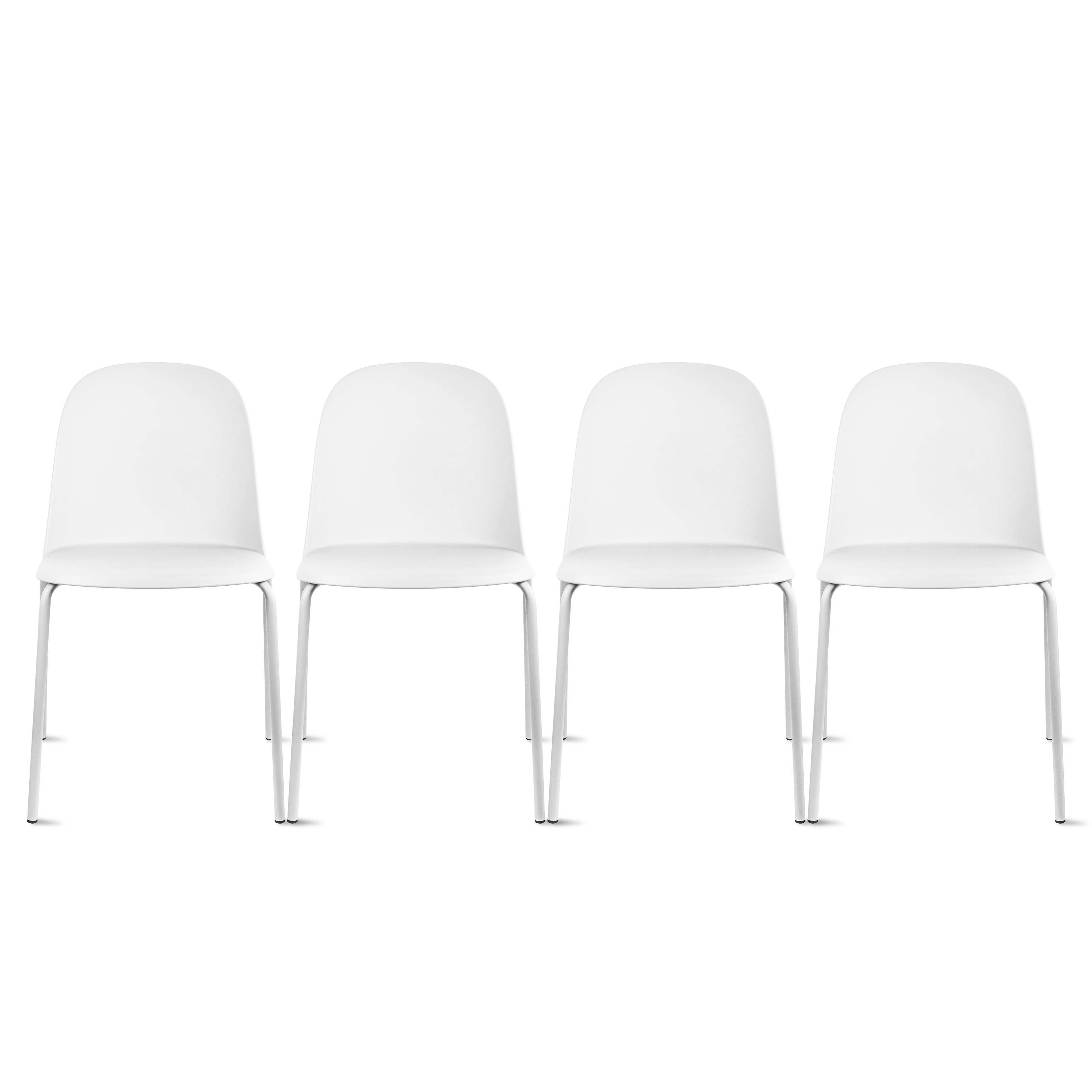 Set of 4 Modern Dining Side Chairs, Armless Molded Plastic Shell Seat with Metal Legs, Stackable Contemporary Chairs