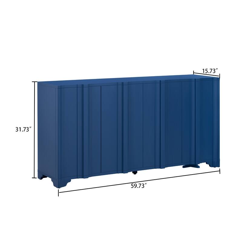Modern Minimalist Freestanding 4-Door Wooden Sideboard Storage Cabinet