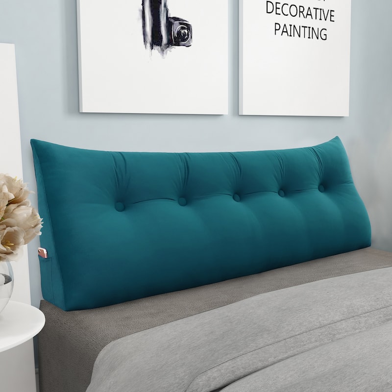 WOWMAX Bed Rest Wedge Reading Bolster Headboard Back Leaning Pillow Queen - Cyan