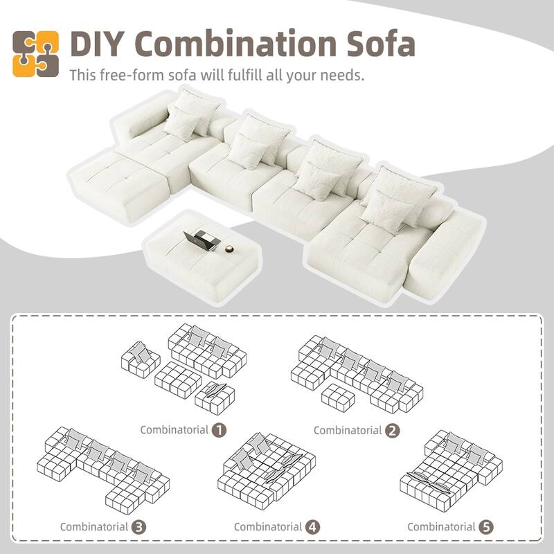 Modern 8 PCS DIY Combination Modular Sofa with 8 Pillows
