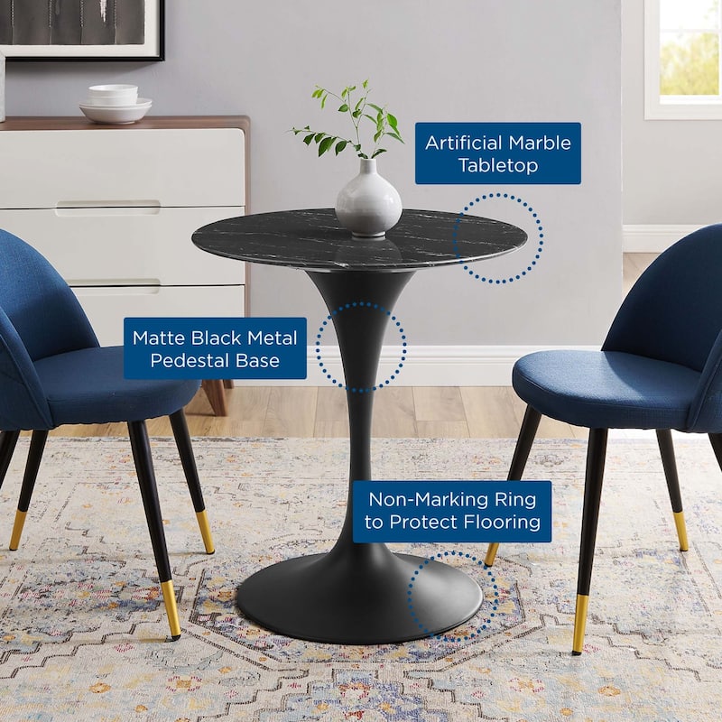 Lippa 28" Round Artificial Marble Dining Table