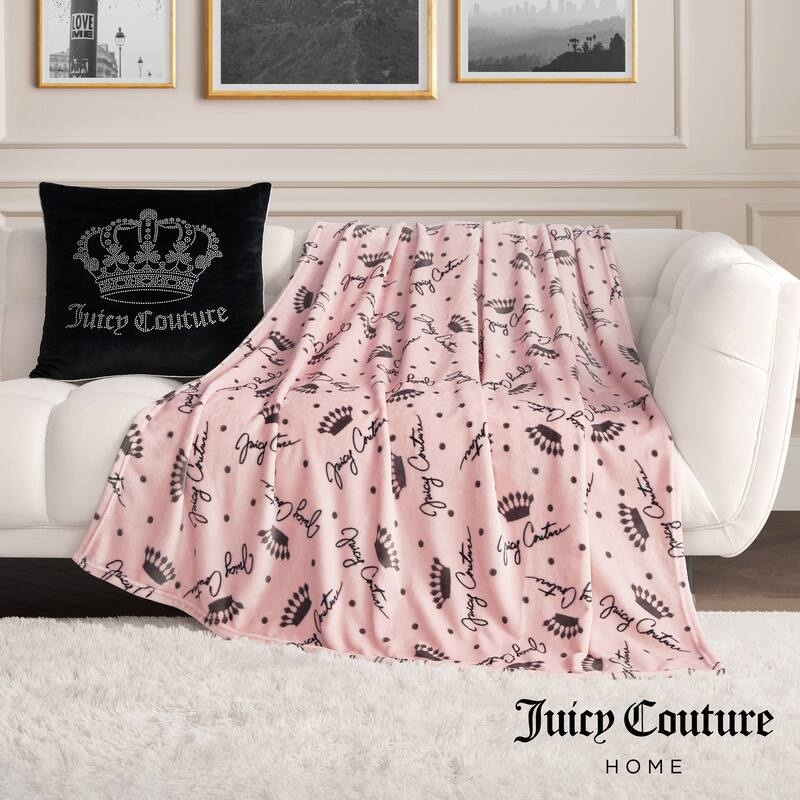 Juicy Couture Crown Script 50" x 70" Plush Throw