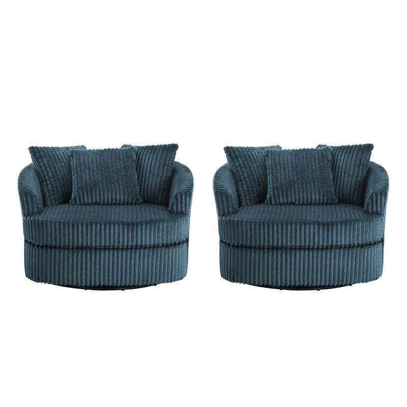 UIXE Oversize 43" Plush Corduroy Swivel Barrel Chair Comfy Accent Chair For Living Room