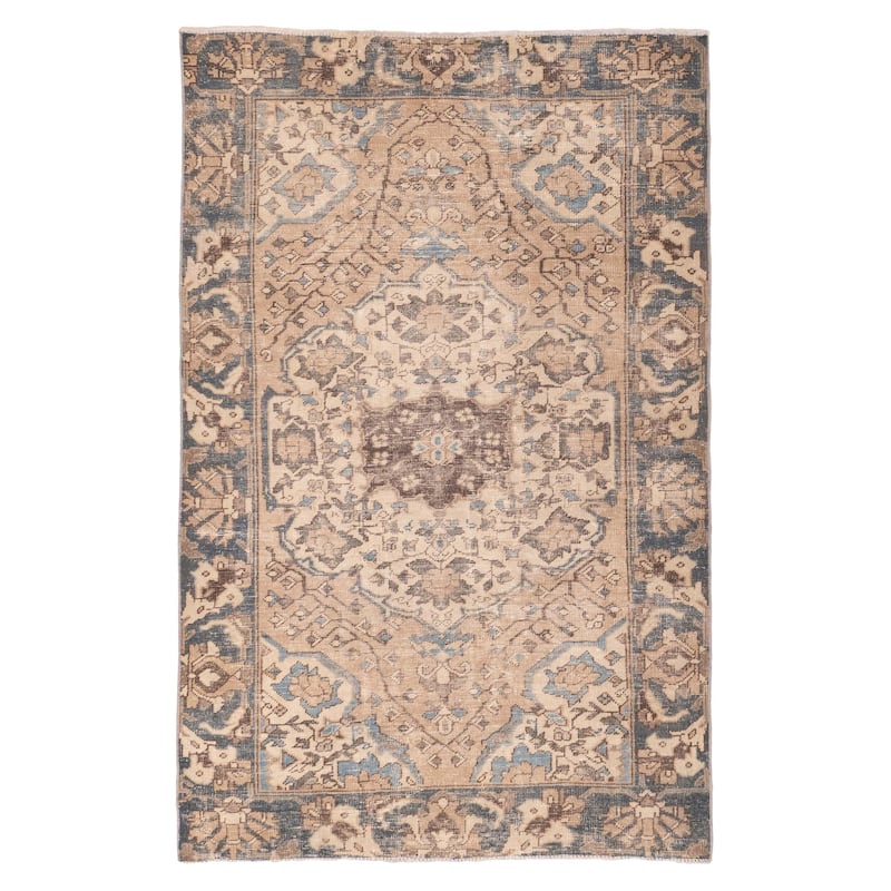 ECARPETGALLERY Hand-knotted Antalya Vintage Tan Wool Rug - 4'2 x 6'6